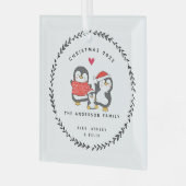 Familie van drie kerstpinguïn glas ornament (Voorkant links)