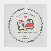 Familie van drie kerstpinguïn glas ornament (Achterkant)