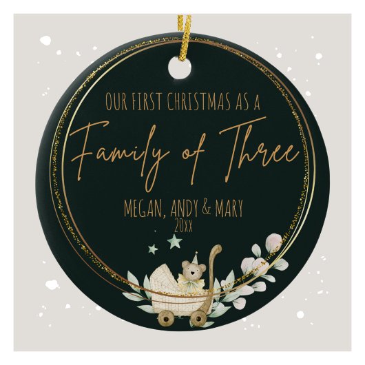 Familie van drie kerstversieringen keramisch ornament