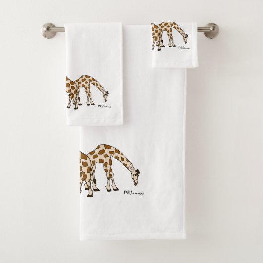 Familie van Giraffes in de handdoekset in bruin en Bad Handdoek (Insitu)