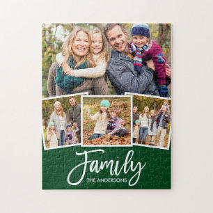 Familie van het Manuscript van de borstel 4 Groene Legpuzzel