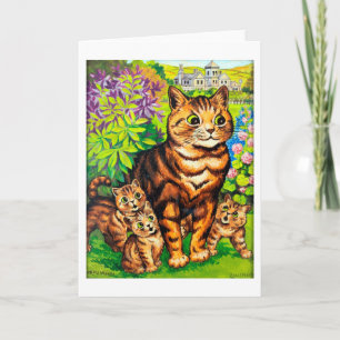 Familie van katten in een tuin, Louis Wain Kaart