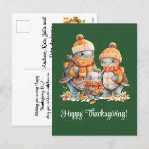 Familie van Turtles Happy Thanksgiving Feestdagenkaart