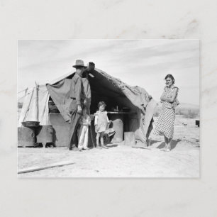 Familie van vier die naar Oklahoma 1937 moeten ter Briefkaart