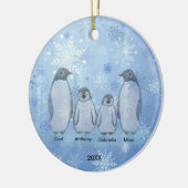 Familie van vier pinguïn met kerstmis keramisch ornament (Links)