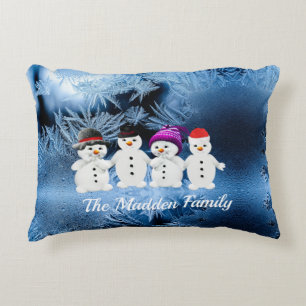Familie van vier Snowmen Accent Pillow Kussen