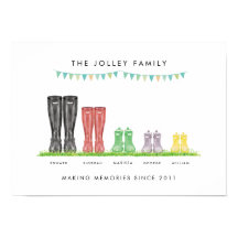 Familie van vijf die herinneringen goed afdrukken 