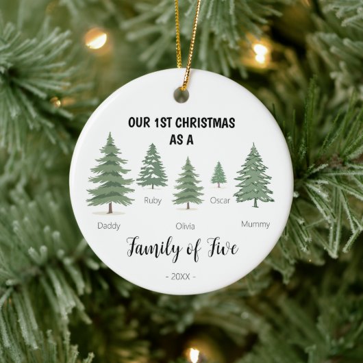 Familie van vijf eerste kerst Ornament (Boom)