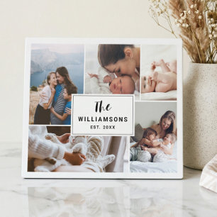 Familie Veelvoudige Foto Collage Vast Wit Fotoplaat