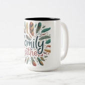 Familie veren tweekleurige koffiemok (Voorkant rechts)