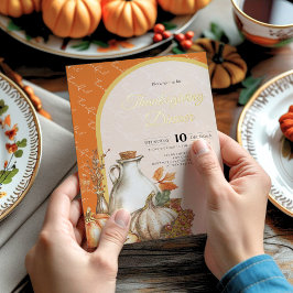 Familie verzamelt Thanksgiving diner Folie Uitnodiging