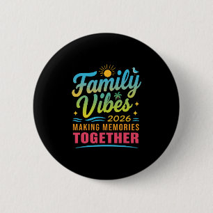 Familie Vibes 2026 Tropische Cruise Trip Strand Ma Ronde Button 5,7 Cm