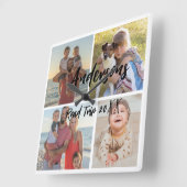 Familie Vier Foto Gepersonaliseerde Acryl Wandklok Vierkante Klok (Hoek)