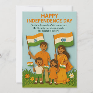 Familie viert de Kaart van de Indiase Onafhankelij