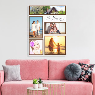 Familie Vijf Fotocollage Canvas Afdruk