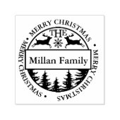 Familie Vrolijk Kerstmis Herten thema Zelfinktende Stempel (Design)