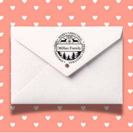 Familie Vrolijk Kerstmis Herten thema Zelfinktende Stempel