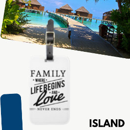 Familie waar het leven begint Typografie Quote Bagagelabel