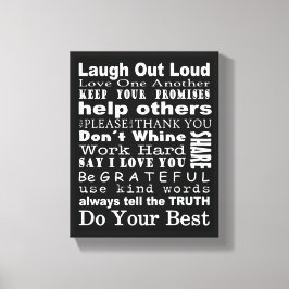 Familie waarden kunst aan de muur canvas afdruk