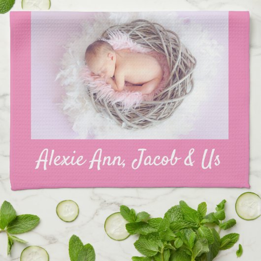 Familie zegt: "Ik hou van je" Oma personaliseert r Theedoek (Gevouwen)