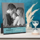 Familie Zig Zag Chevron Moderne Gepersonaliseerde Fotoplaat (Zijkant)