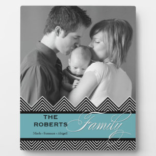 Familie Zig Zag Chevron Moderne Gepersonaliseerde  Fotoplaat