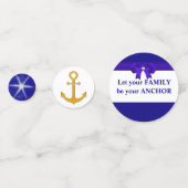 Familieanker op blauwe gulden & wit confetti (Voorkanten)