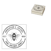 Familiebezit Apiary Rustic Round Honey Stamp Rubberstempel (Gestempeld)