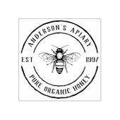 Familiebezit Apiary Rustic Round Honey Stamp Rubberstempel (Afrduk)