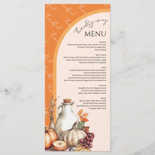 Familiebijeenkomst Thanksgiving Diner Menu (Voorkant)