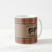 Familieboerderij Rustische Koe Red Pset Burlap Koffiemok (Voorkant rechts)