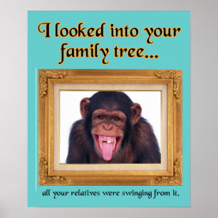 Familieboom aap Funny Print Poster Sign Humor
