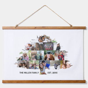 Familieboom Fotocollage 15 Afbeeldingen Hangend Wandkleed