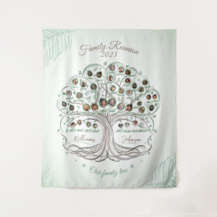 Familieboom met foto's Reunion backdrop banner Wandkleed