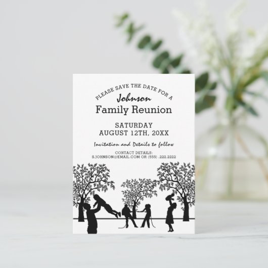 Familieboom reünie | Datum opslaan Uitnodiging Briefkaart (Staand voorkant)