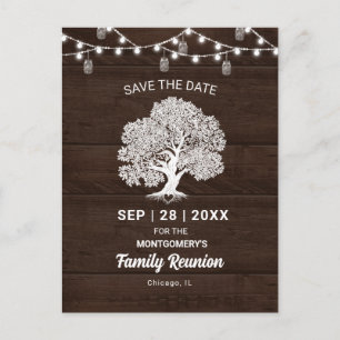 Familieboom Slingerlichten Reünie Bewaar de Datum Briefkaart