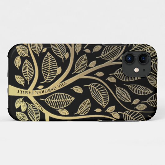 Familieboom zwarte goudnaam Jaar Oost Case-Mate iPhone Case (Achterkant (horizontaal))