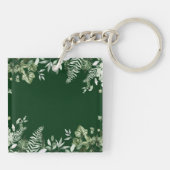 Familiecabool Waterverf Ivy Ferns Sage Botanisch Sleutelhanger (Achterkant)