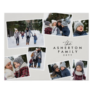 Familiecollage 7 foto's eenvoudig modern zwart typ perfect poster