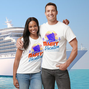 Familiecruise Blauw Sinaasappel Sunset T-shirt