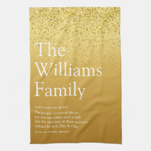 Familiedefinitie Gouden Glitter Glam Modern Plezie Theedoek