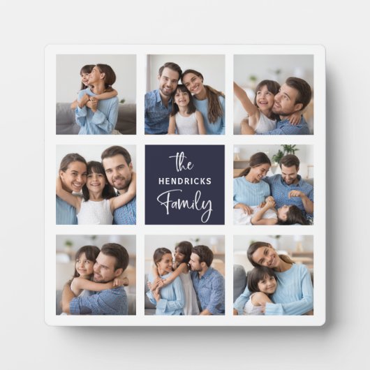 Familieforcollage | Digitaal modern script Fotoplaat (Voorkant)