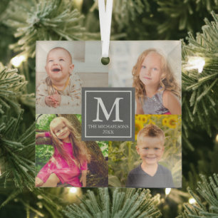 Familieforcollage Glas Ornament