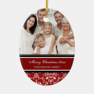 Familiefornament Red, foto Merry Kerstmis Keramisch Ornament