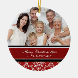 Familiefornament Red, foto Merry Kerstmis Keramisch Ornament