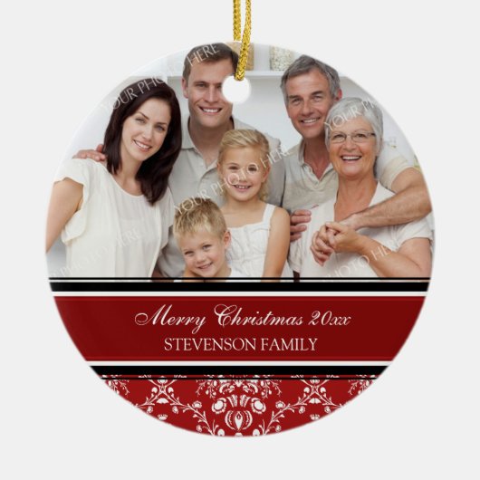 Familiefornament Red, foto Merry Kerstmis Keramisch Ornament (Voorkant)