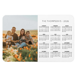 Familiefoto 2026 Kalender 12 maanden Monogram Magneet