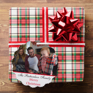 Familiefoto Aangepaste naam Kerstmis Sneeuwmannen Ornament Kaart