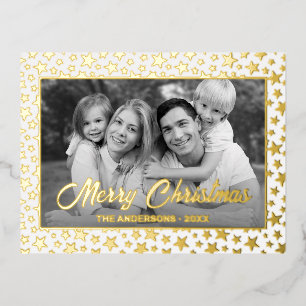 Familiefoto Automatisch naar zwart en wit conver Folie Feestdagen Briefkaart