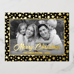 Familiefoto Automatisch naar zwart en wit conver Folie Feestdagen Briefkaart